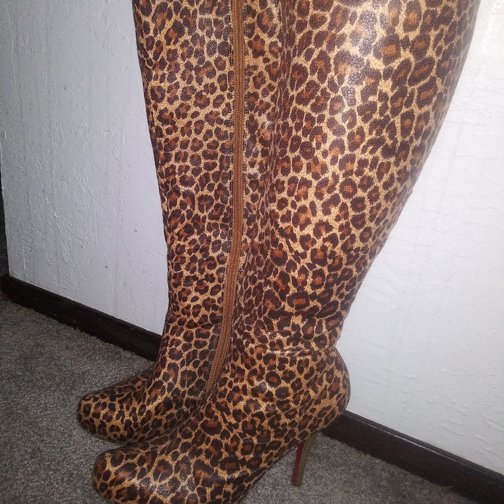 Knee High Leopard Print Boots